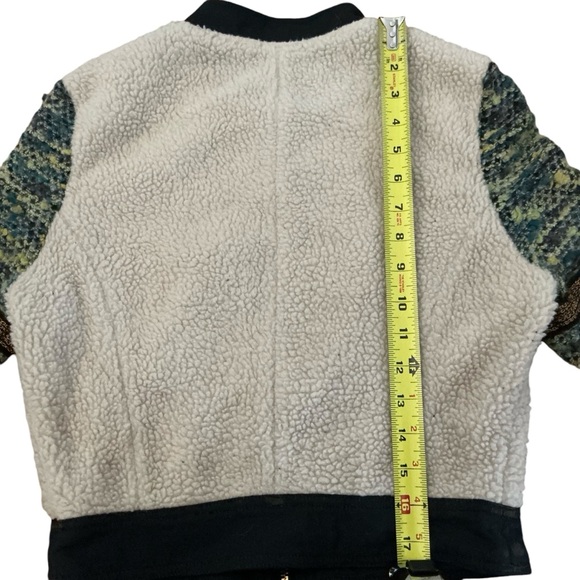 TOV holy boho hippie tweed fleece crop jacket full zipper front size 38 - Picture 5 of 8